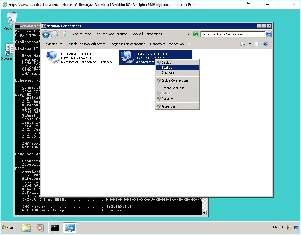 Practice Labs screenshot.